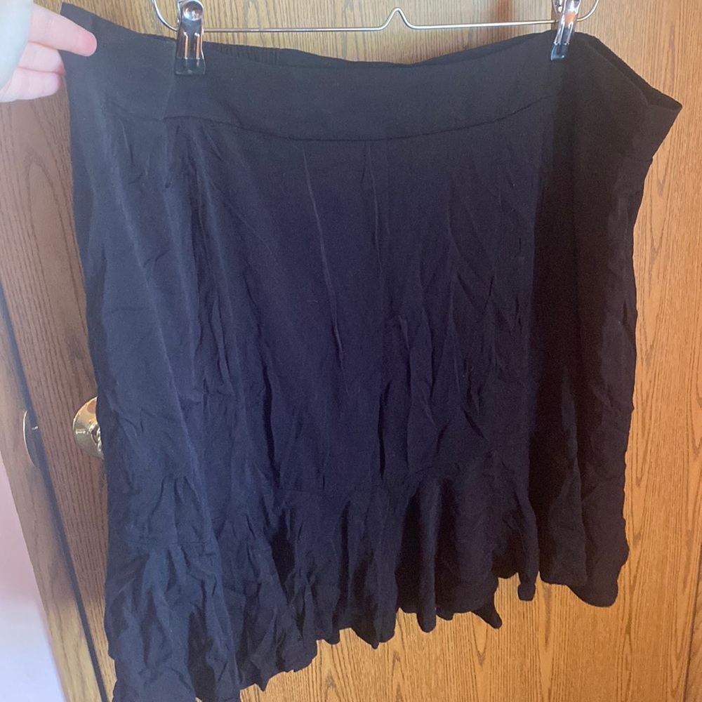 Black Skirt with Ruffle Detail at Bottom